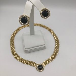 Cookie Lee Gold and Crystal Necklace & Earring Set